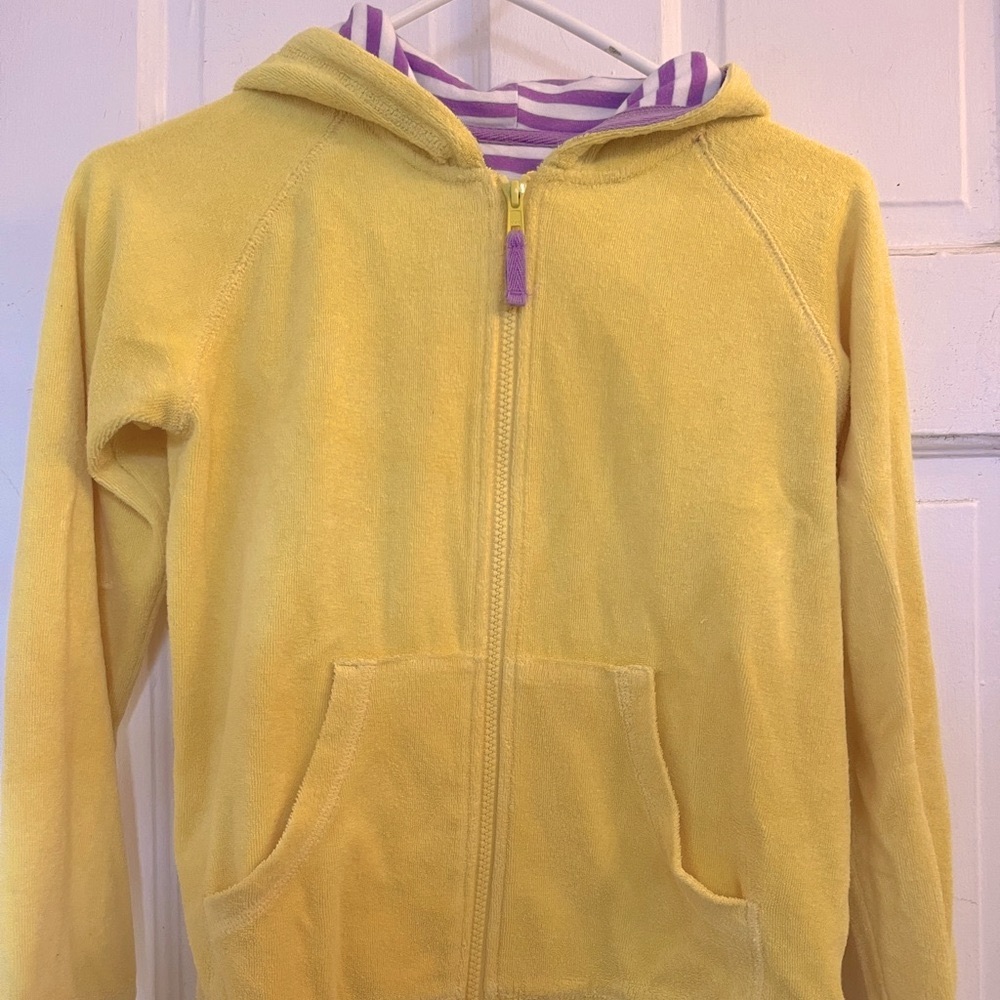 Mini Boden kids yellow terrycloth Hoodie in size 11-12